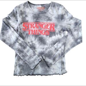 Stranger Things Netflix 90s Retro Flutter-Trim Tie-Dye Youth T-shirt / Small